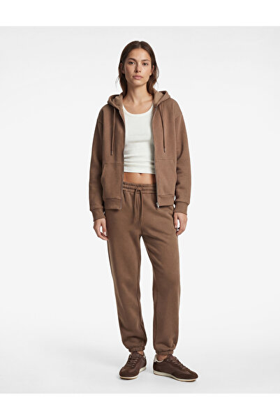 Koton Hooded Oversized Sweatshirt with Zipper Pocket Detail