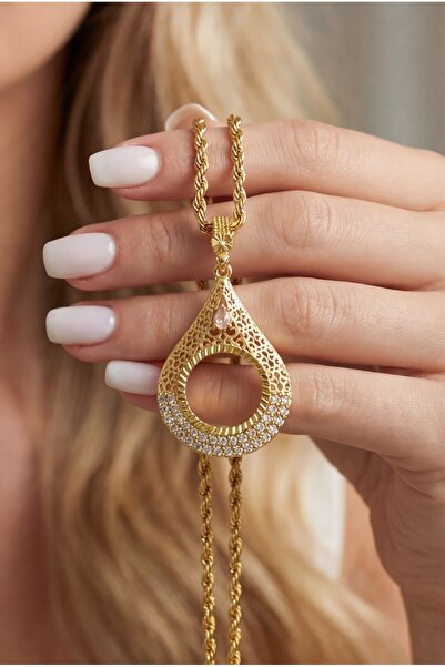 FerizZ Çeyrek Çerçeveli Kolye Ucu Altın Kaplama TGR-703