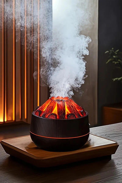 Genel Markalar Ahşap Odun Ateşi Tasarımlı Hava Nemlendirici-Buhar Makinası-Ar...