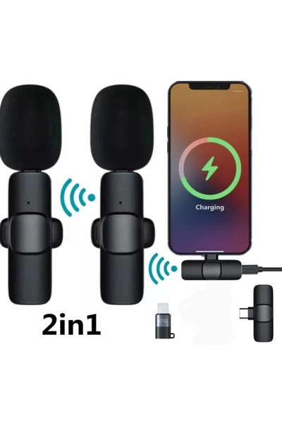 Dynego 2 In 1 Iphone Ve Type C Uyumlu Ikili Kablosuz Yaka Mikrofonu K9 Youtub...