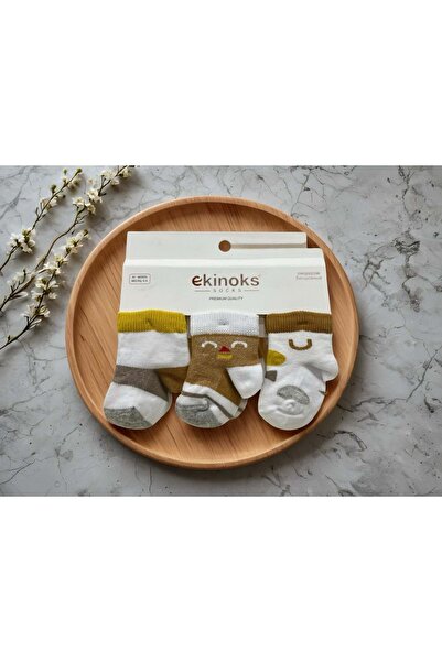Ekinoks جوارب أطفال ثلاثية مخططة ملونة باللون الرمادي