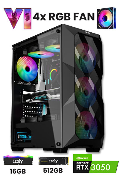 IZOLY Lawyer Ryzen 5 5500 16GB 512 M.2 NVME RTX 3050 8GB Oyuncu Masaüstü Bilg...
