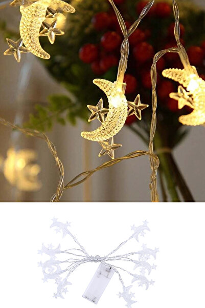 co arma A string of fairy lights in the shape of a crescent moon and star, su...