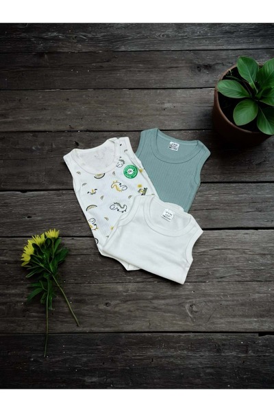 RYZE ÇOCUK Sleeveless Triple Baby Romper Body Mint Green
