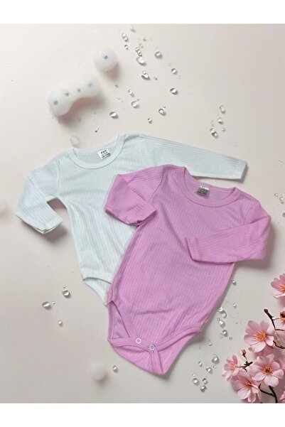 RYZE ÇOCUK Long Sleeve Double Baby Romper Body Pink