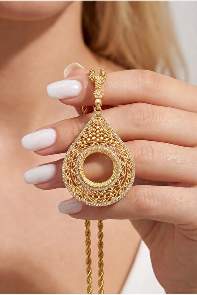 FerizZ Çeyrek Çerçeveli Kolye Ucu Altın Kaplama TGR-670