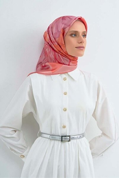 Armine Sura Pure Silk Scarf 9529 - 55 Soft Pink Floral Pattern