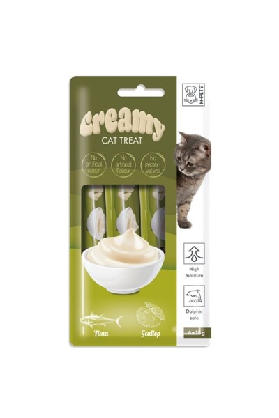 M-PETS Creamy Deniz Taraklı ve Ton Balıklı Krema Kedi Ödül Maması 4*15 Gr