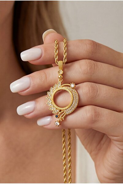 FerizZ Çeyrek Çerçeveli Kolye Ucu Altın Kaplama TGR-658