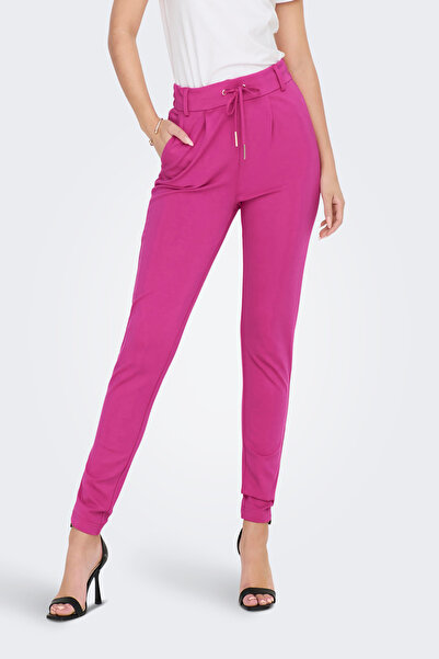 ONLY Pantaloni de damă fucsia cu talie elastică tăiați morcov 15115847