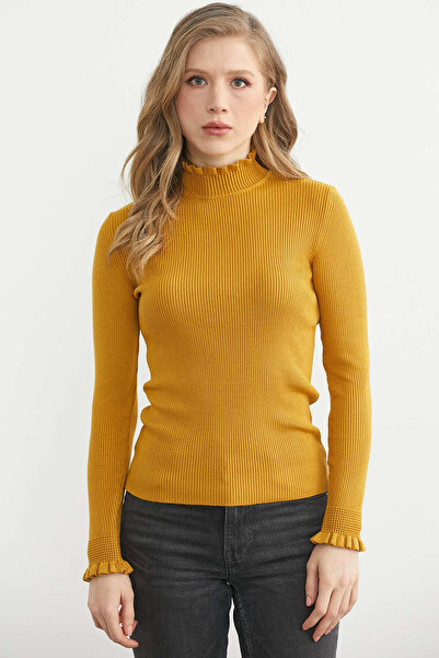 Sementa سترة تريكو نسائية نصف رقبة - خردل