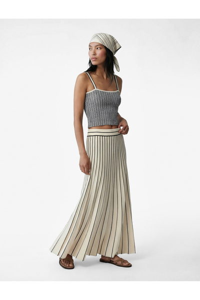 Koton Fusta lungă din tricot cu dungi Kloş croială