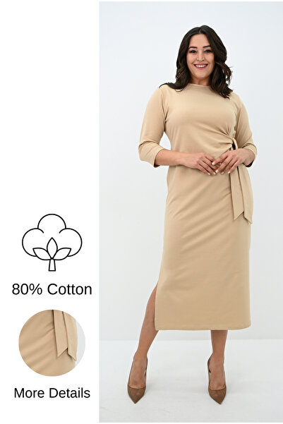 Koza Butik Rochie de damă, mărime mare, cu detaliu de legare în talie 5274-25