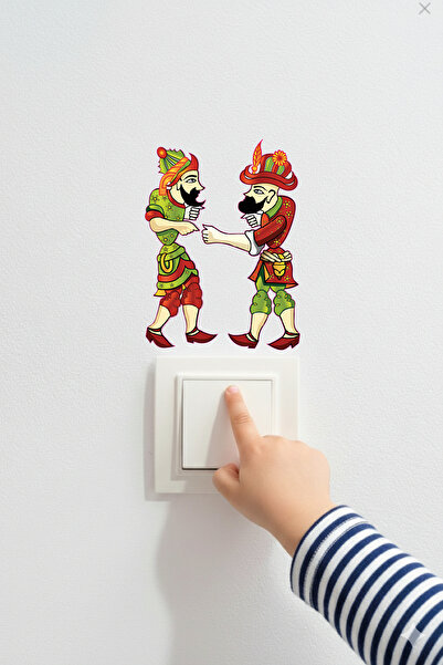 Ayza Tasarım Ramazan Süsü Hacıvat Karagöz Priz Sticker Kendinden Yapışkanlı C...