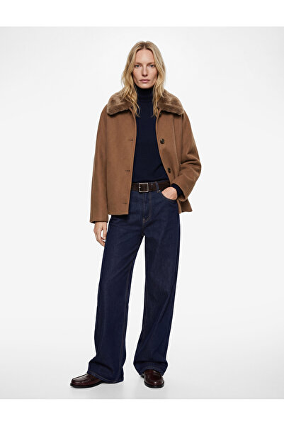 Koton Palton scurt din cașmir supradimensionat cu mâneci lungi și guler detaș...