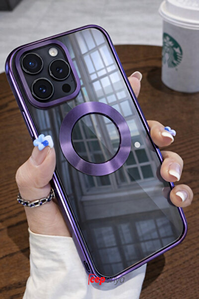 Ceponya حافظة آيفون 15 برو ماكس ذات زوايا ملونة وشفافة لحماية الكاميرا من الس...