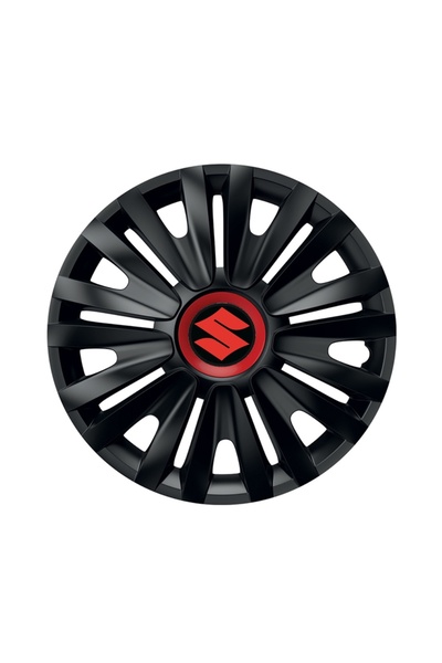 Autohelix MSA Set de 4 capace de roți negre cu inel roșu Royal R14 pentru gam...