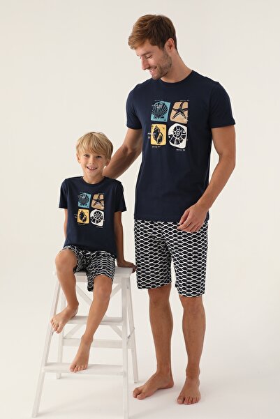 Arnetta 2981 Бавовняний комплект з коротким рукавом для чоловіків «Батько і син»
