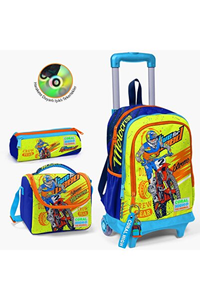 Coral High طقم حقائب من 3 قطع منقوشة للدراجات النارية من ساكس باللون الأصفر ل...