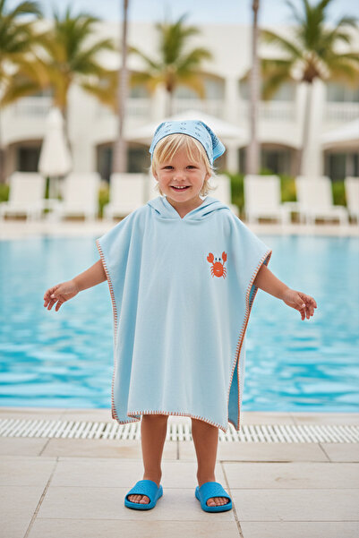 LUESS Çocuk Nakış Desenli Plaj Havlu Panço