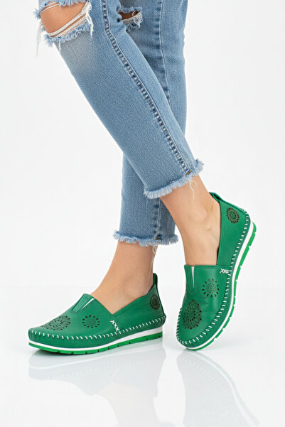 Deripabuc Pantofi casual de damă din piele naturală verde Dp16-0066