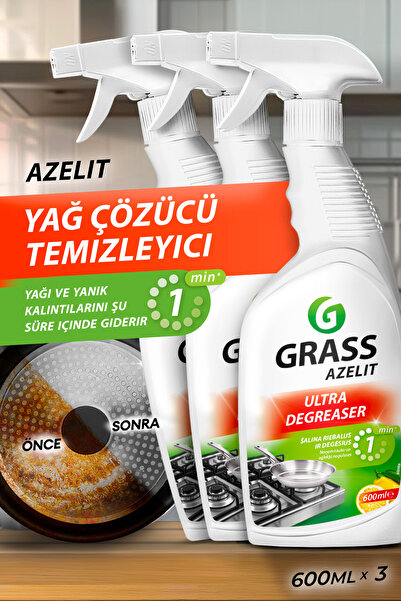 GRASS Azelit Yağ Ve Kireç Sökücü Sprey (3 X 600 ML) - Hızlı Etkili, Çok Amaçl...