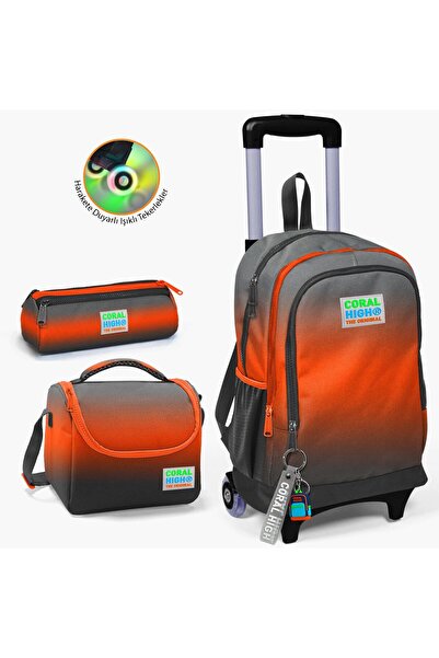 Coral High طقم حقائب أطفال باللون الرمادي والبرتقالي المتدرج مكون من 3 قطع مع...