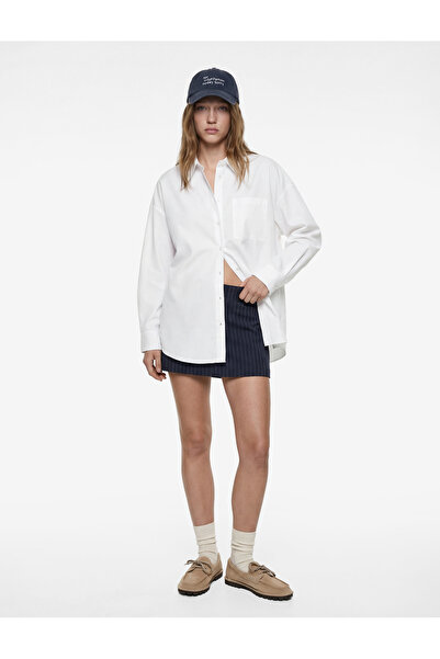 Koton Pocket Detailed Cotton Long Sleeve Classic Collar Oversized Shirt