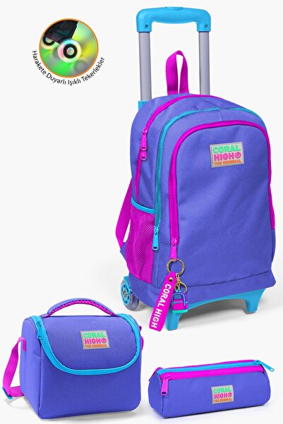 Coral High Kids Lavanta Çekçekli 3’lü Okul Çanta Seti SET0123903