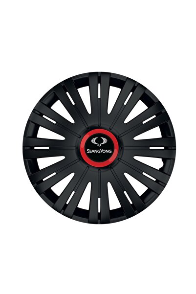 Autohelix MSA Set de 4 capace de roți negre cu inel roșu Active R16 pentru ga...