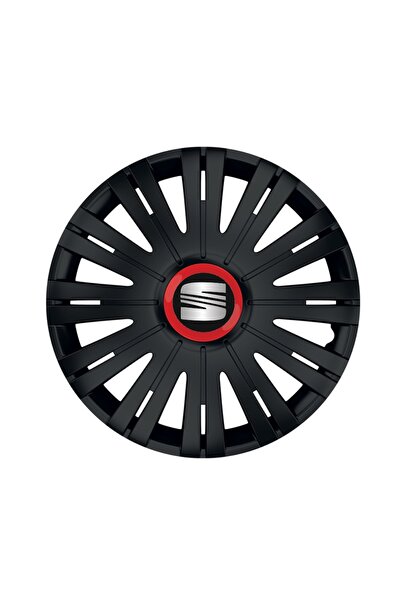 Autohelix MSA Set de 4 capace de roți negre cu inel roșu Active R15 pentru ga...