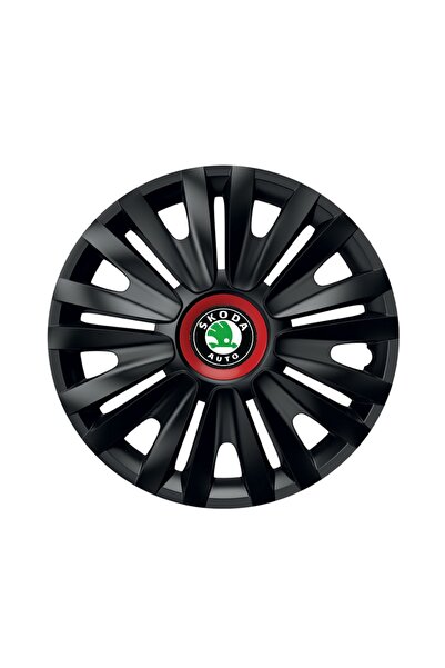 Autohelix MSA Set de 4 capace de roți negre cu inel roșu Royal R14 pentru gam...