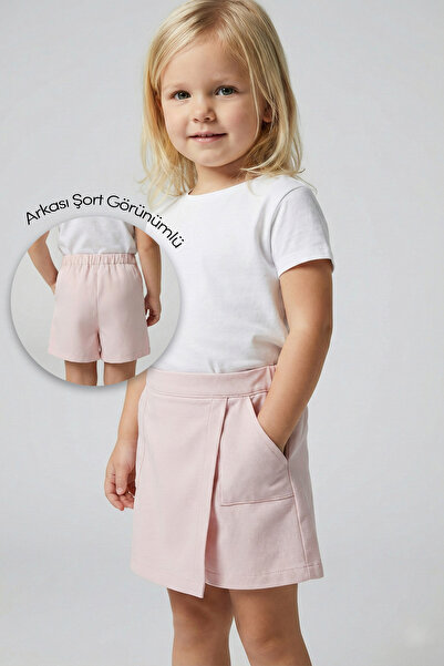 LUESS Kız Çocuk Pembe %100 Pamuklu Şortlu Etek