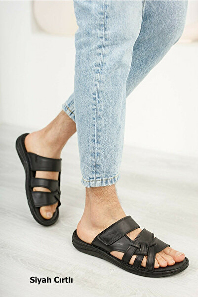 ISPARTALILAR Ανδρικές παντόφλες Ayakkabiburada 034 Daily από γνήσιο δέρμα