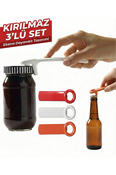Righton 3 Adet Kırılmaz Renkli Kavanoz Konserve Açacağı Şişe Kapak Açacağı