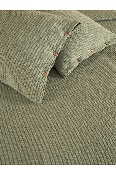 Cottonest غطاء سرير منسوج من قماش بيكيه مفرد مع وسادة