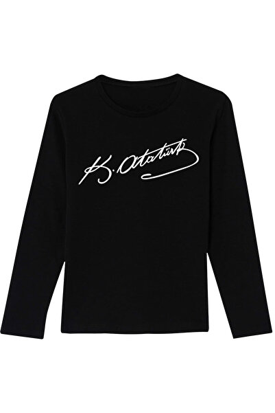 Çapıt Βαμβακερό λευκό μπλουζάκι με στάμπα Atatürk, μαύρο μακρυμάνικο, 23 Απρι...