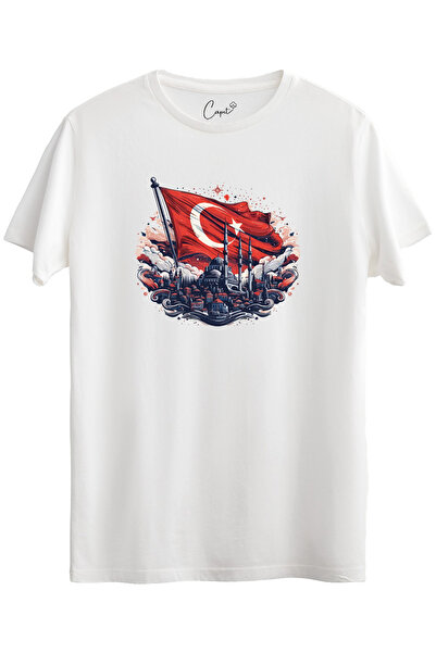 Çapıt Βαμβάκι τεμάχια Τουρκική σημαία Κωνσταντινούπολης B με τύπωμα Λευκό Εθν...