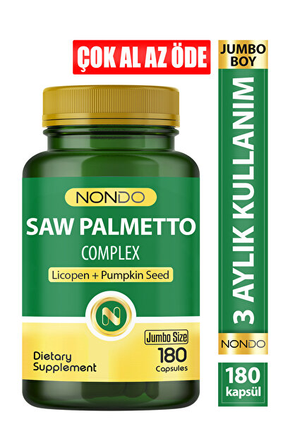 Nondo Saw Palmetto Complex 180 Kapsül jumbo Boy Saç Vitamini -Cüçe Palmiye Li...