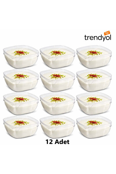 RUBİKAP Kapaklı Plastik Kare Yemek Kabı Şeffaf – Tek Kullanımlık – 12 Adet