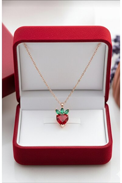 ÇEKİRDEK JEWELRY 925 Ayar Gümüş Zirkon Taşlı Çilek Kolye