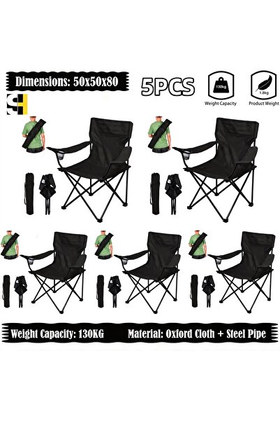 Generic كرسي تخييم قابل للطي مع مساند للذراعين وحامل أكواب، كرسي شاطئ وحديقة ...