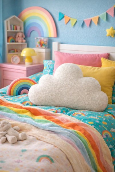 ŞAŞKIN HOUSE Sevi̇Mli̇ Cloud Pillow Teddy Plush Pillow & Decorative Cloud Pillow & Baby Kids Pillow