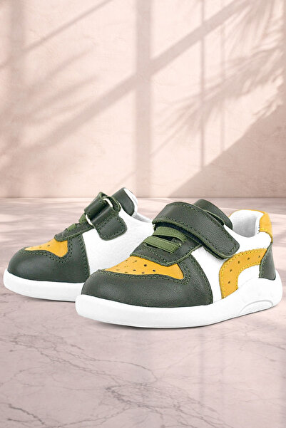 Rakerplus Genuine Leather Khaki Yellow Anatomical Baby Sneakers