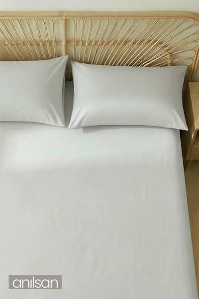 Anılsan Camelia Double Flat Ranforce Sheet Set - Stone 100% Cotton