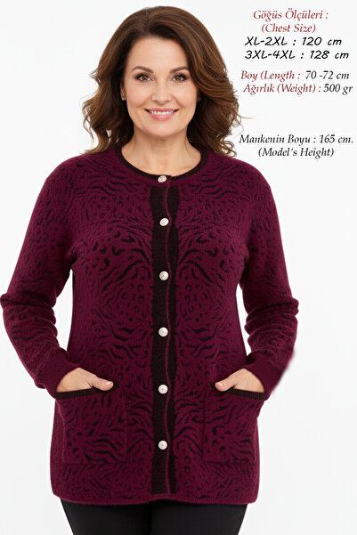 Laden سترة نسائية من التريكو من أنجورا مقاس كبير للشتاء ناعمة وسميكة وناعمة ل...