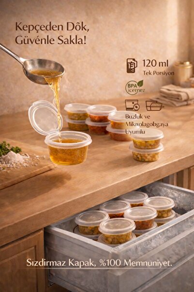 Owersea Sızdırmaz kap 50 ADET 120 ml Mini Saklama Kabı Sosluk Buzluk Kabı, Et...