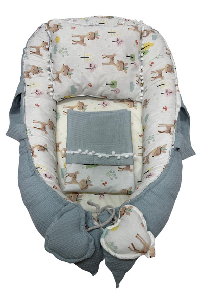 Happy Baby Dikiş Atölyesi 3 Parça Babynest Taşınabilir Bebek Yatağı Pike Yast...