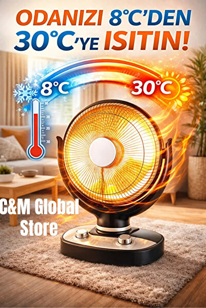 Elektrikli Soba Isıtıcı 1200W - Ekonomik Isınma - Hızlı Isınma - Devrilme Emniyetli-Vantilatör Tipi