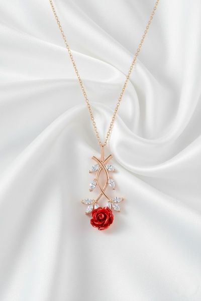 ÇEKİRDEK JEWELRY 925 Ayar Gümüş Ters Güllü Kolye